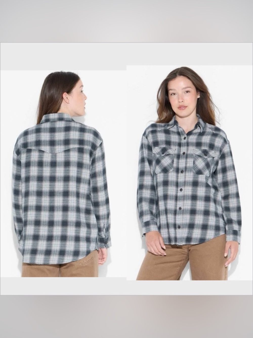 Women's Oversized Flannel Shirt Wild Fable Black Plaid Medium skater casual nwt